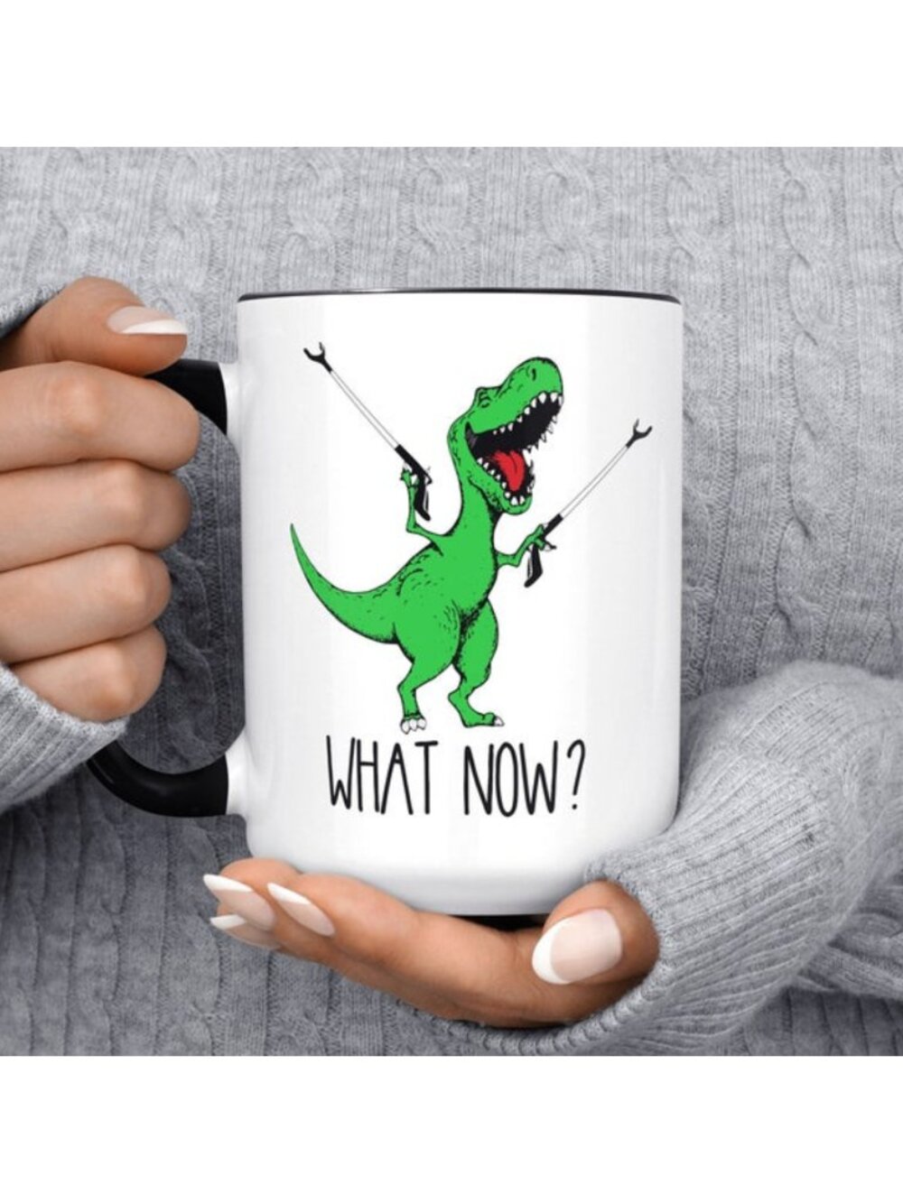 What Now T-Rex Dinosaur Coffee Mug